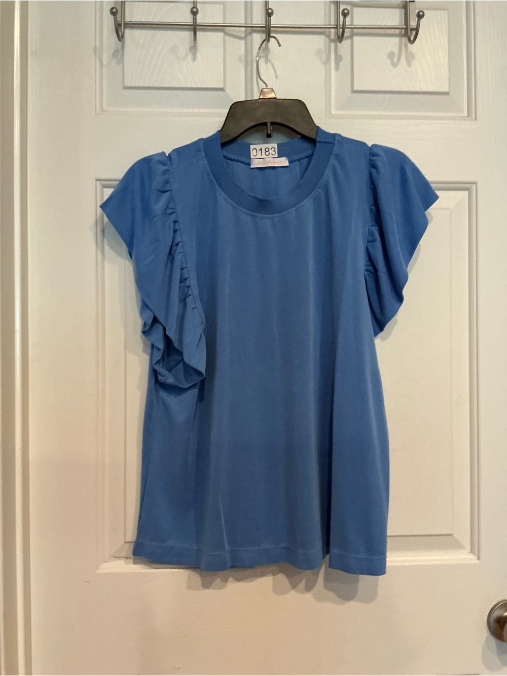 Ces Femme Blue Ruffle Sleeve Tee